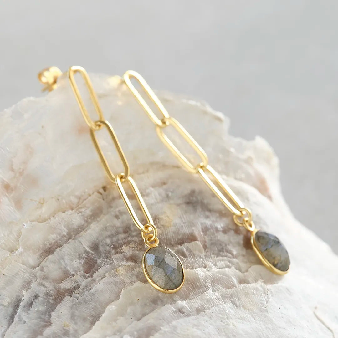 Motivation Labradorite Earrings Gold Plated