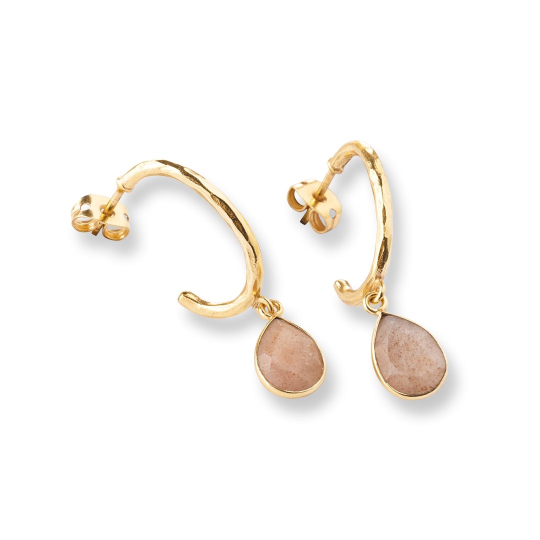 Admiring Peach Moonstone Earrings Gold Plated