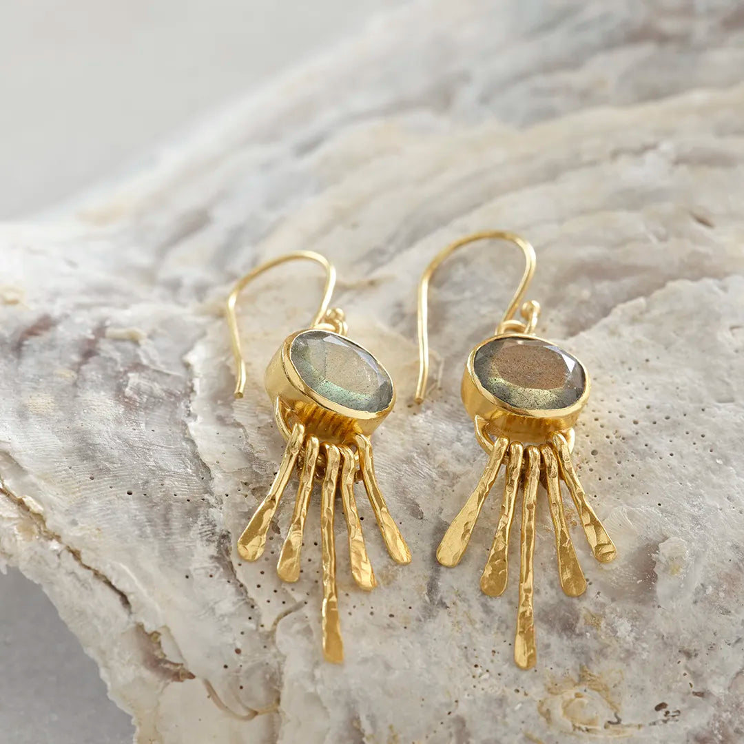 Praising Labradorite Earrings Gold Plated