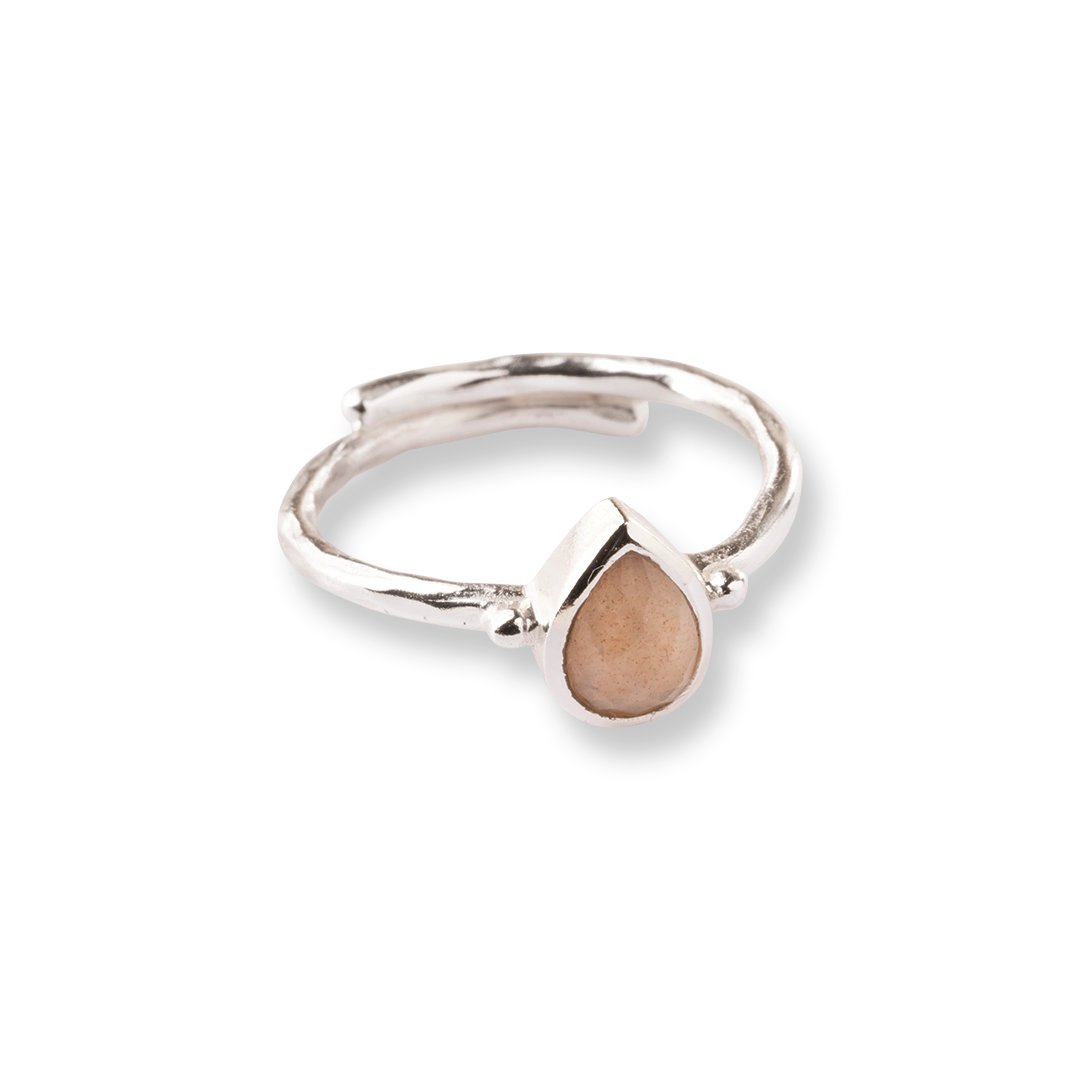 Enjoyment Peach Moonstone Ring Silver