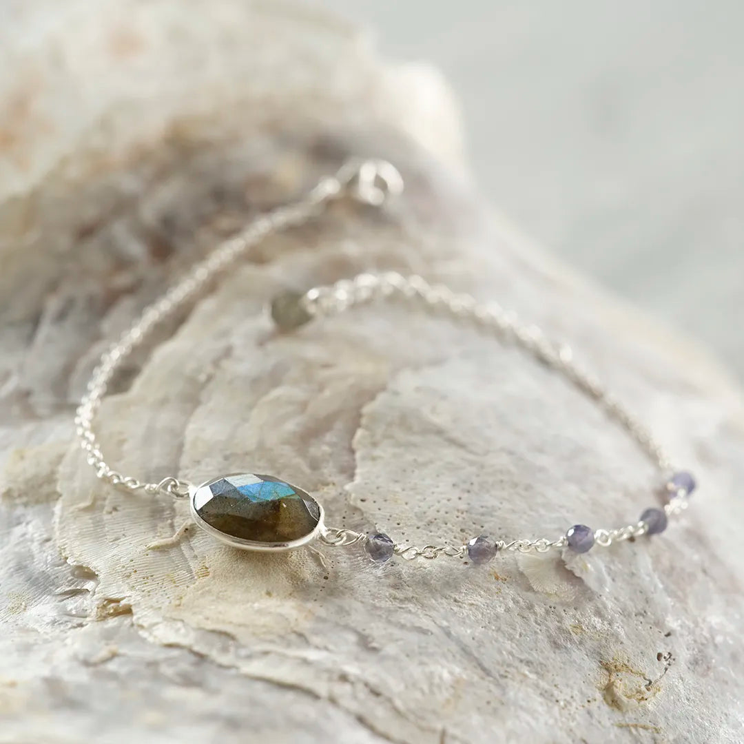 Promising Labradorite Iolite Bracelet Silver Plated