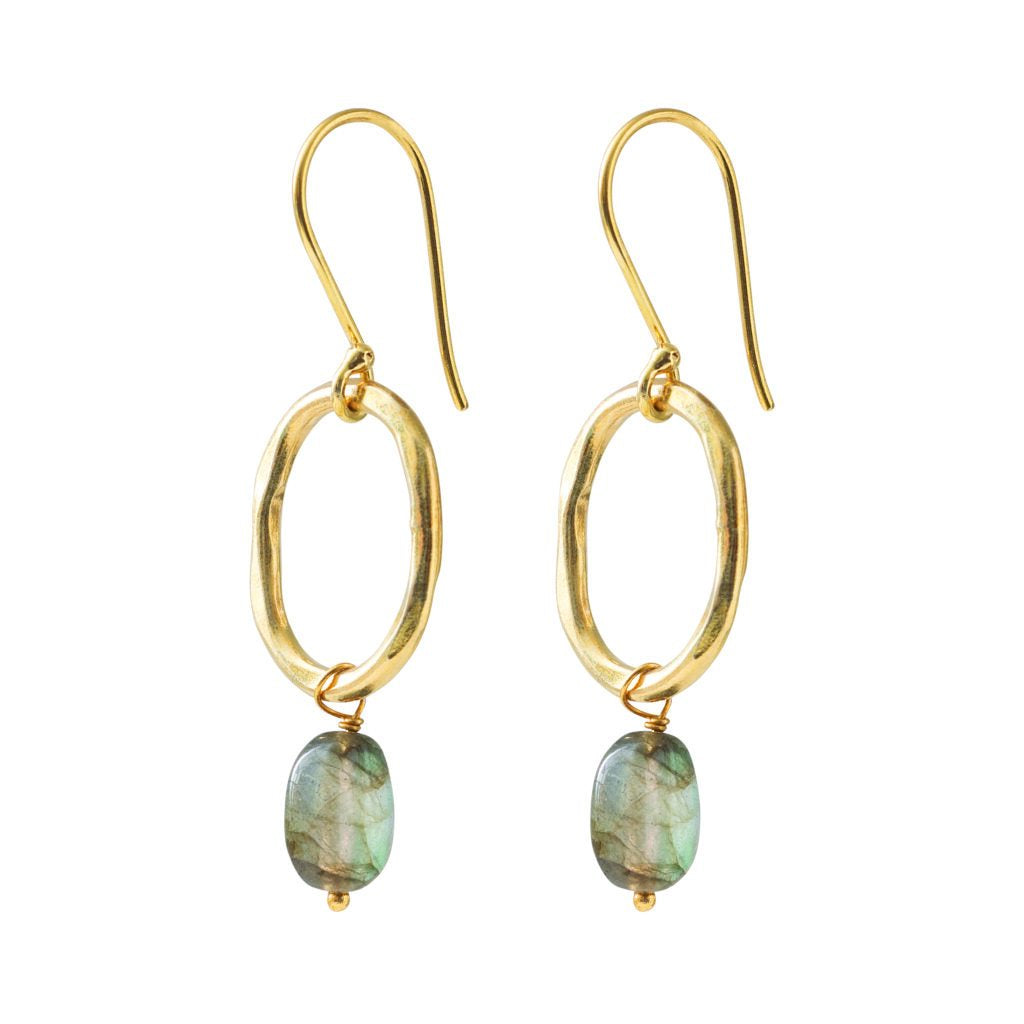 Graceful Labradorite Gold Plated Earrings