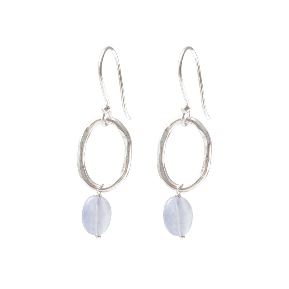 Graceful Blue Lace Agate Silver Plated Earrings