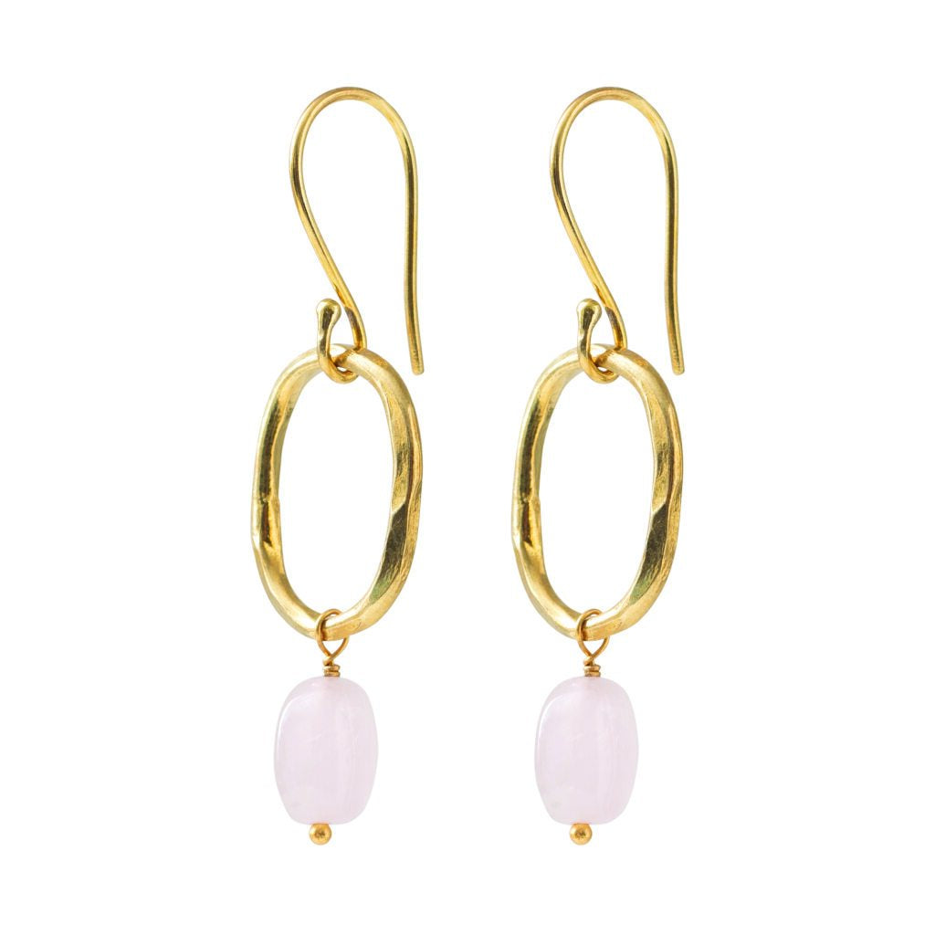 Graceful Rose Quartz Gold Plated Earrings