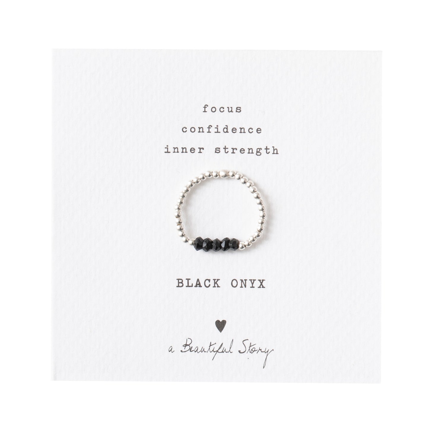 Beauty Black Onyx Silver Colored Ring - S/M