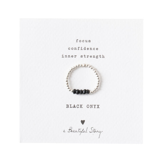 Beauty Black Onyx Silver Colored Ring - S/M