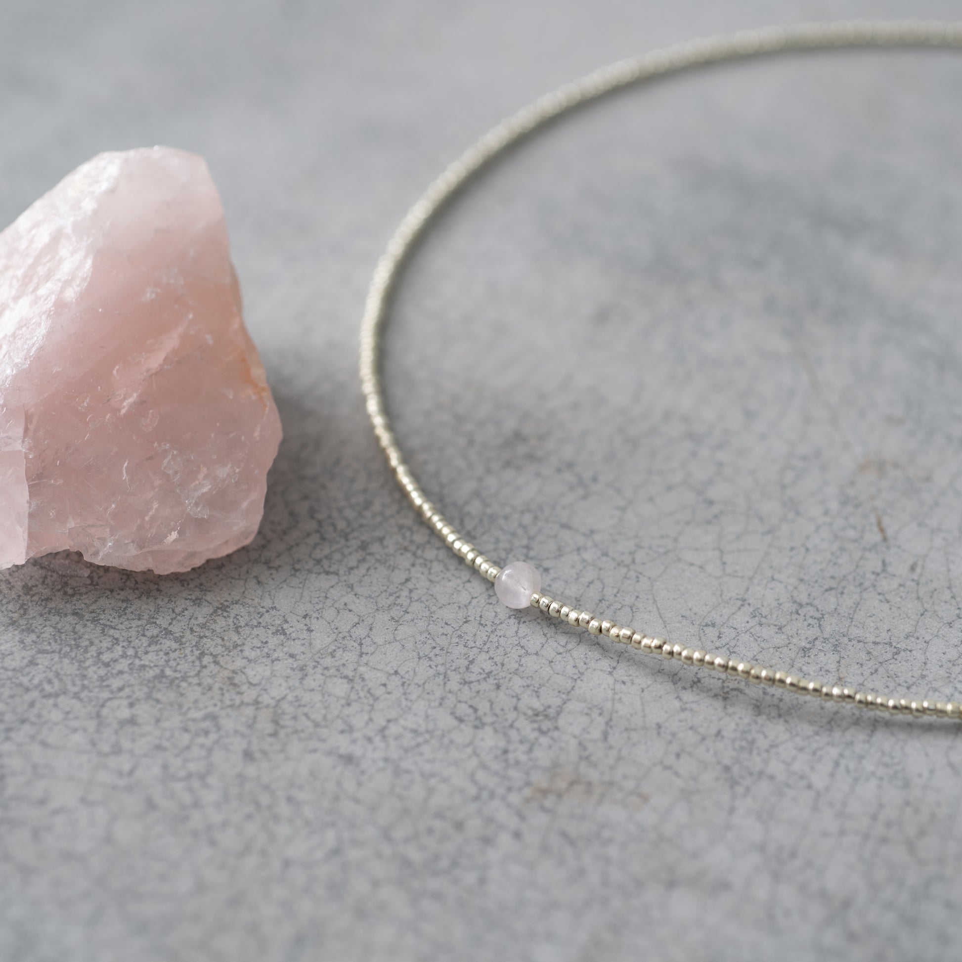 Flora Rose Quartz Silver Colored Necklace