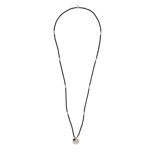 Truly Black Onyx Moon Silver Colored Necklace