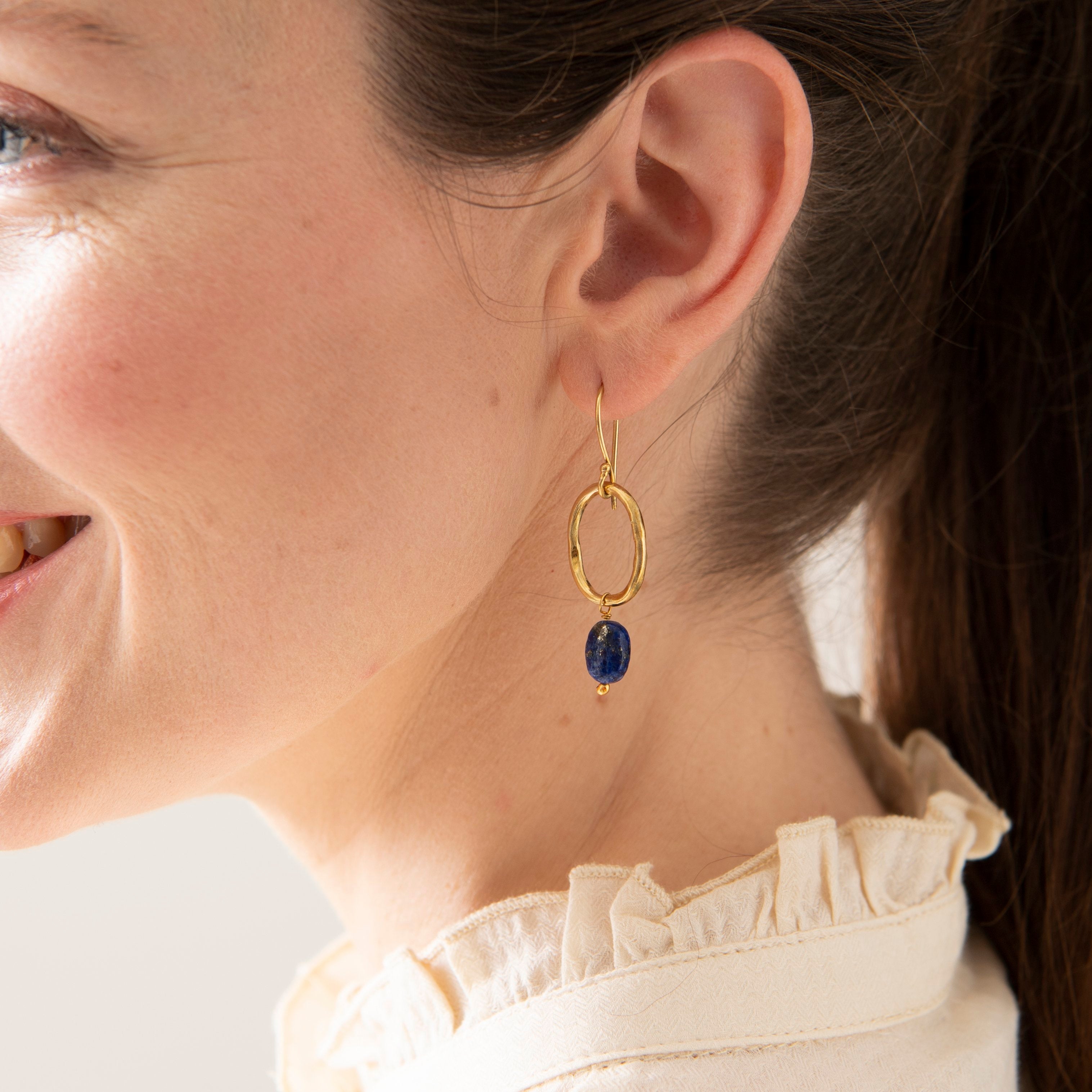 Graceful Lapis Lazuli Gold Plated Earrings